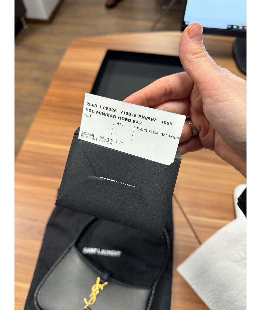SAINT LAURENT Черная кожаная сумка через плечо, фото 3