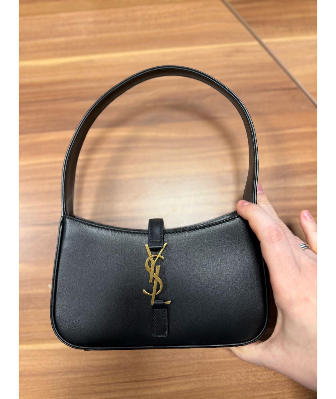 SAINT LAURENT Черная кожаная сумка через плечо, фото 9