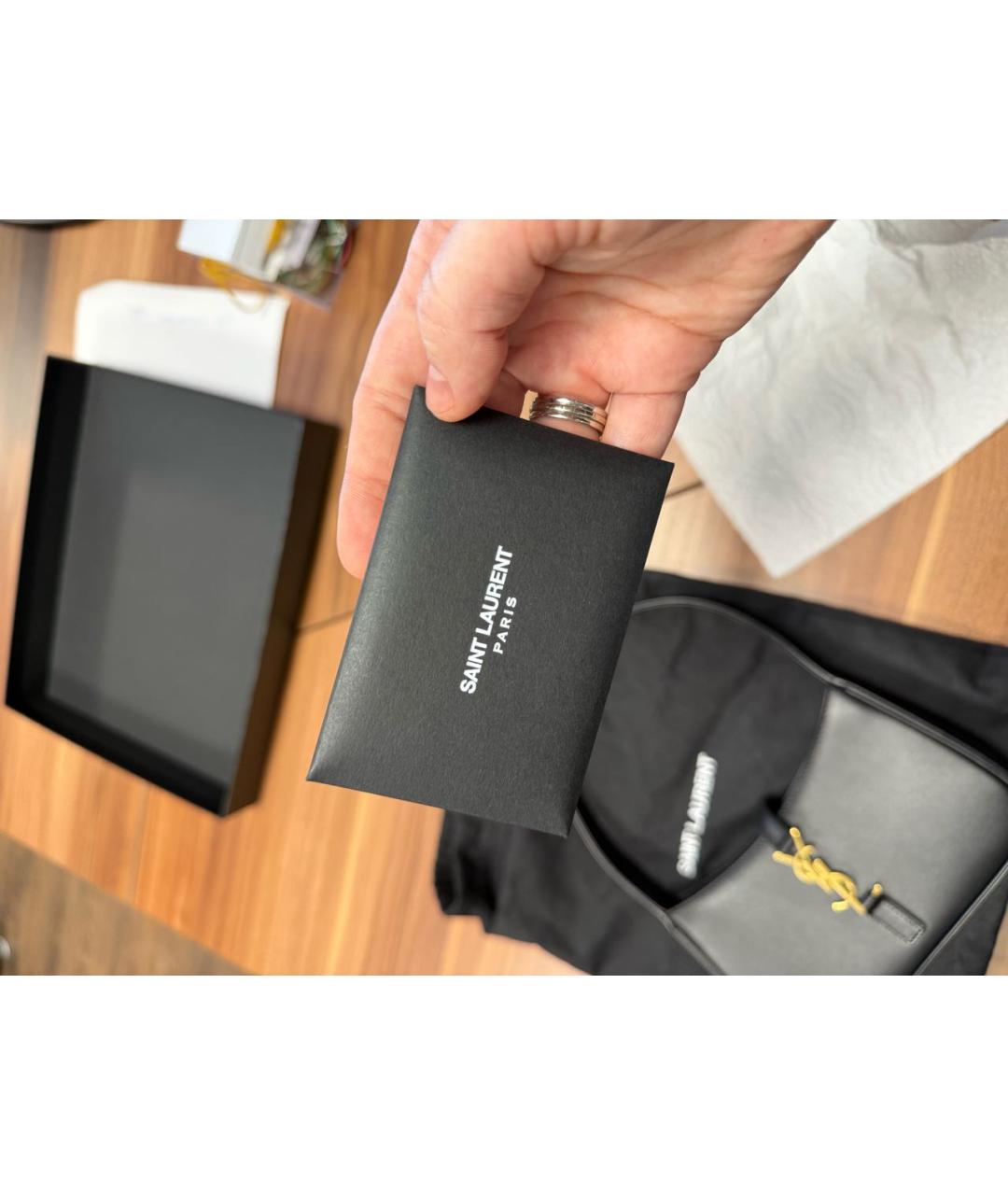 SAINT LAURENT Черная кожаная сумка через плечо, фото 7