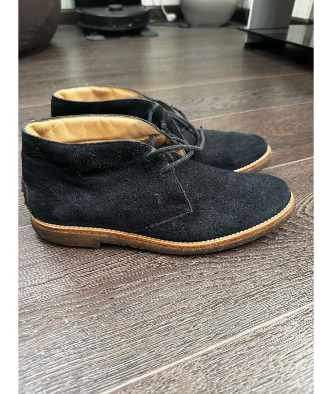 TOD'S Темно-синие замшевые высокие ботинки, фото 5