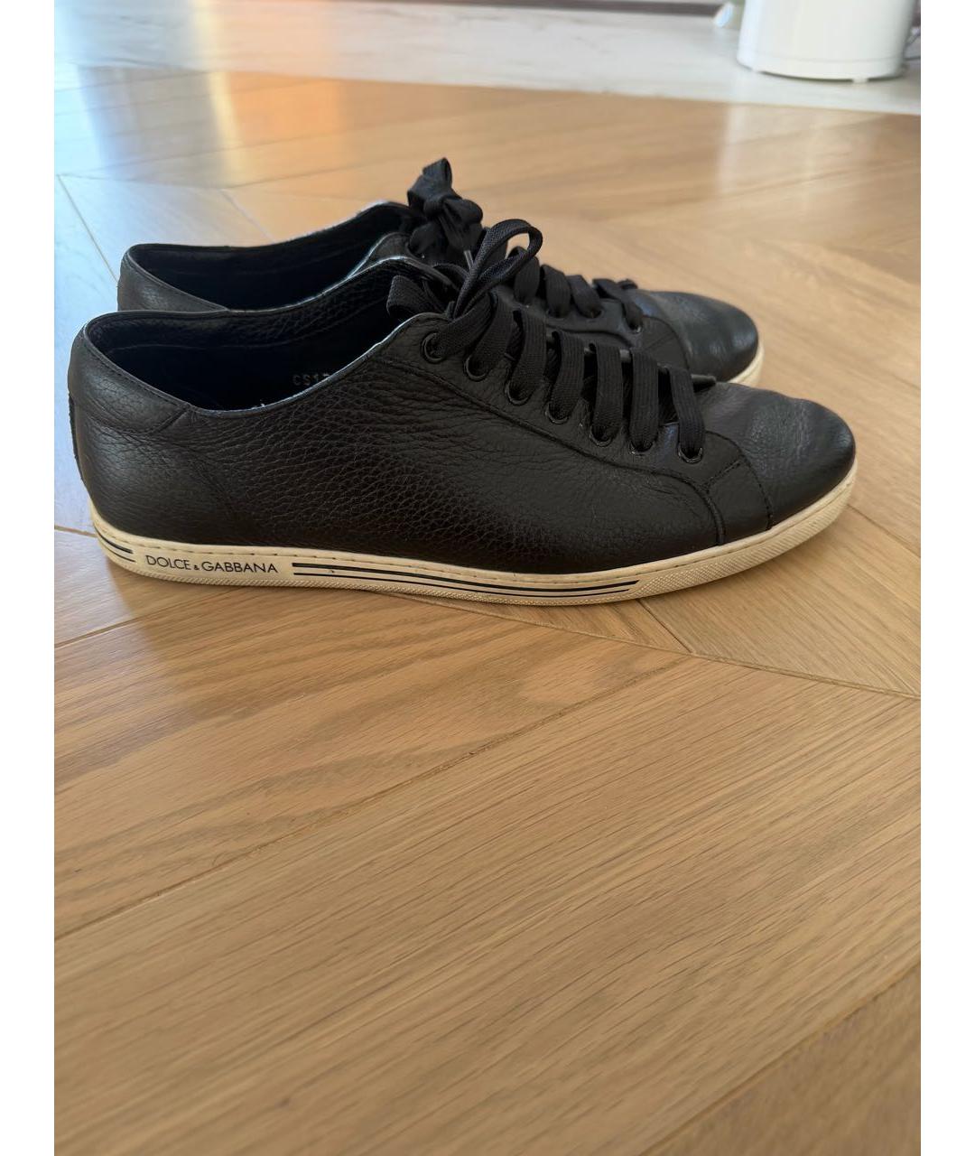 DOLCE&GABBANA Черные кожаные низкие кроссовки / кеды, фото 8