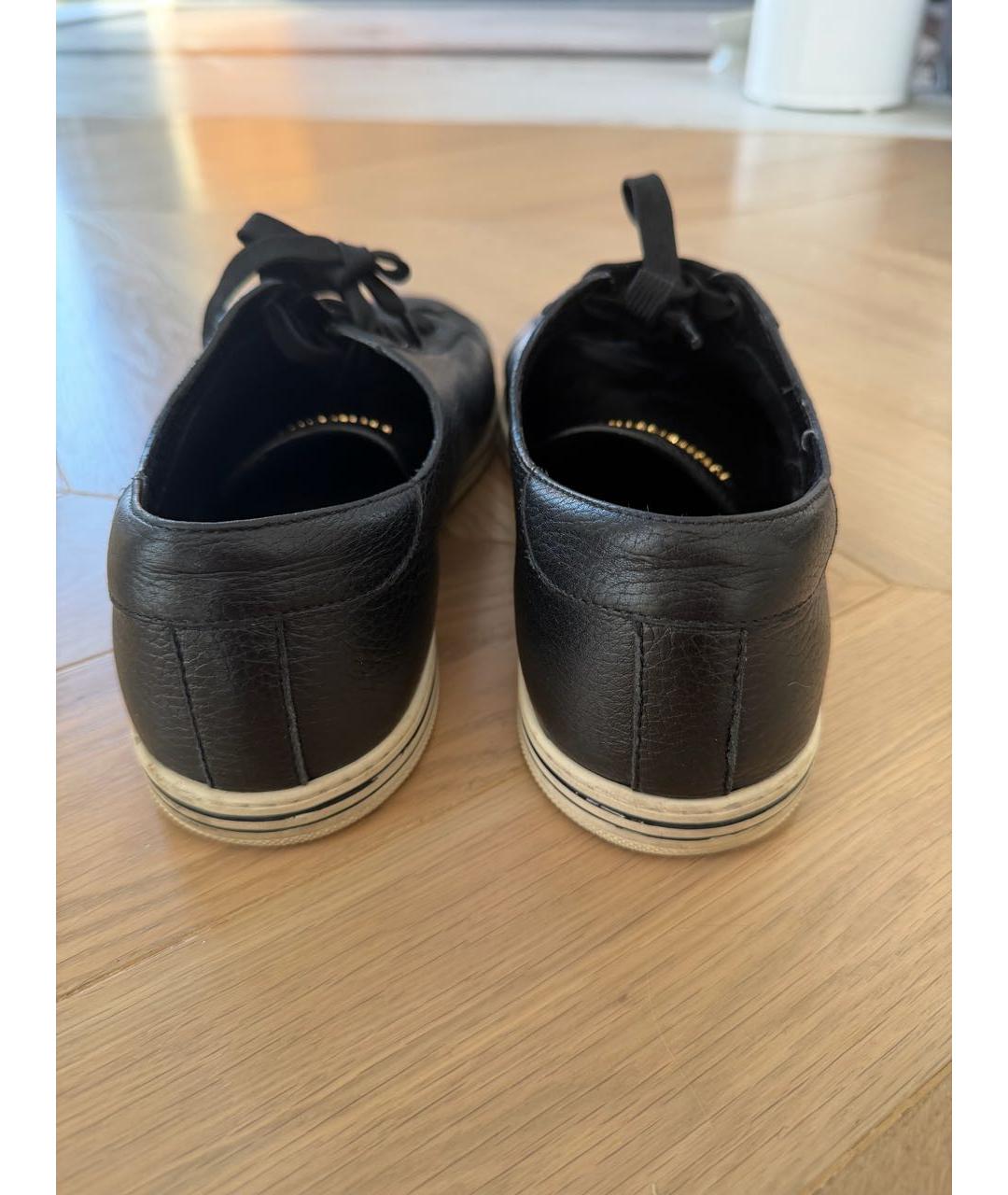 DOLCE&GABBANA Черные кожаные низкие кроссовки / кеды, фото 4