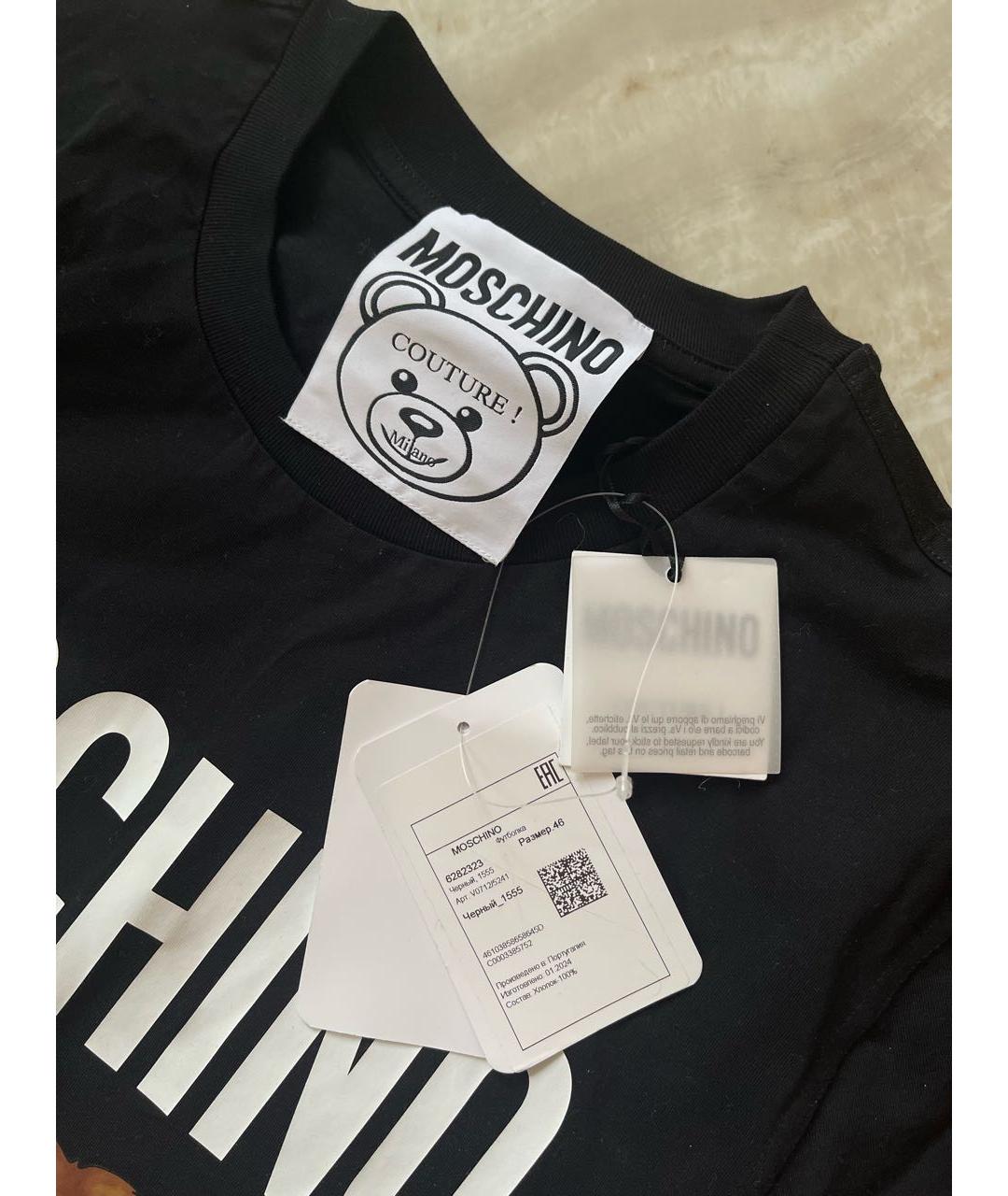 MOSCHINO Черная хлопковая футболка, фото 2