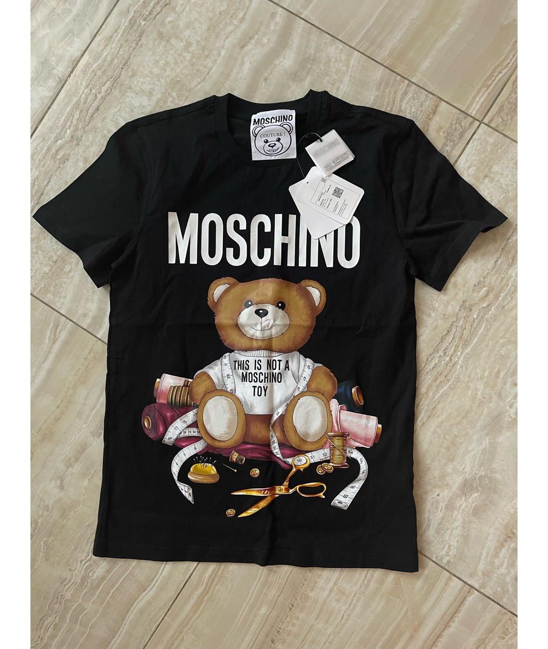 MOSCHINO Черная хлопковая футболка, фото 3