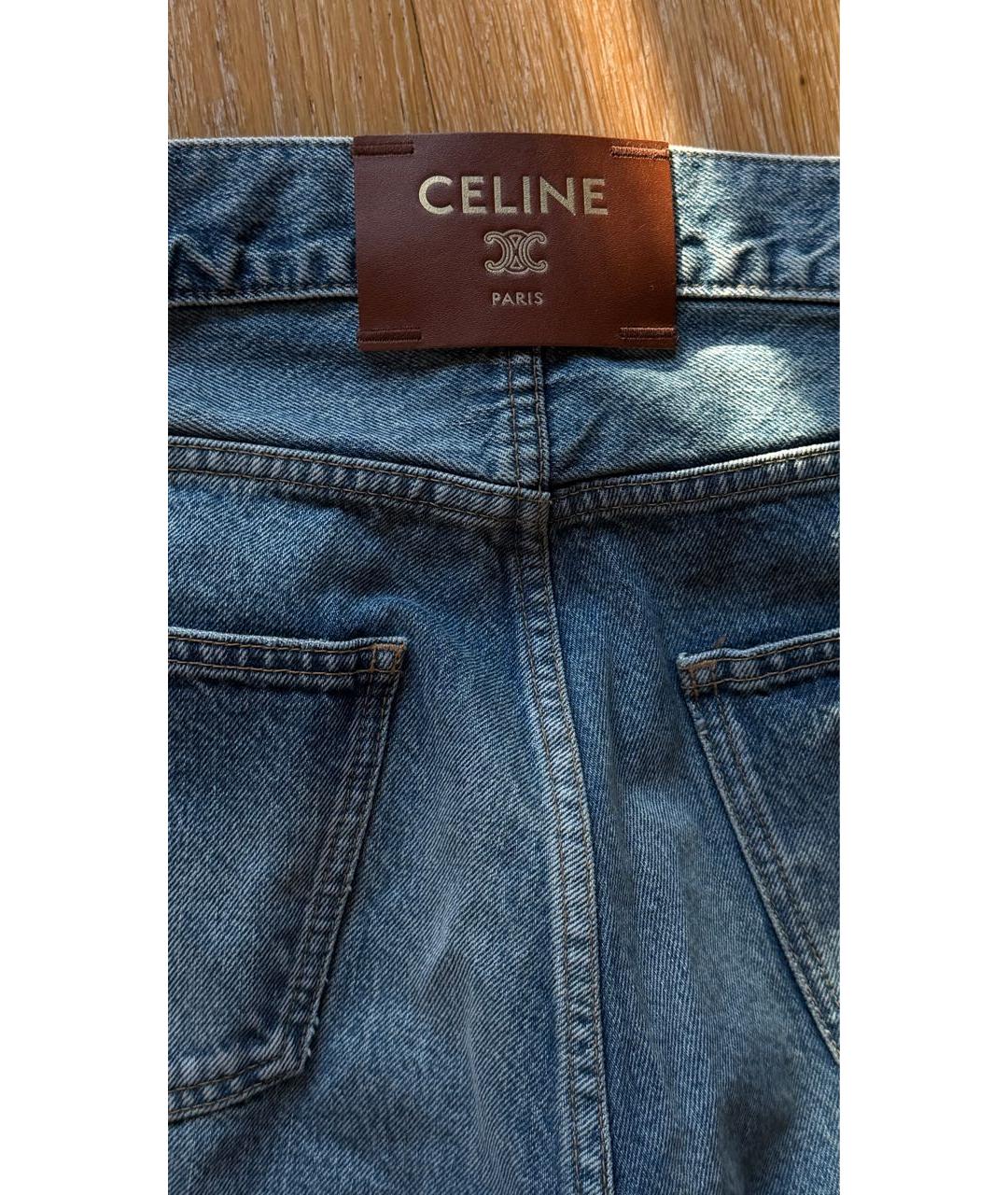 CELINE Синие хлопковые прямые джинсы, фото 4