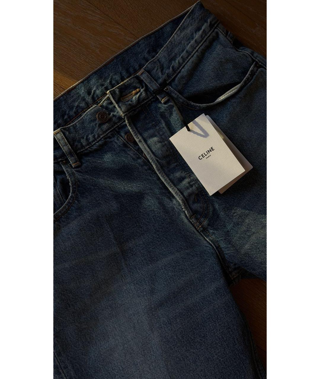 CELINE Синие хлопковые прямые джинсы, фото 6