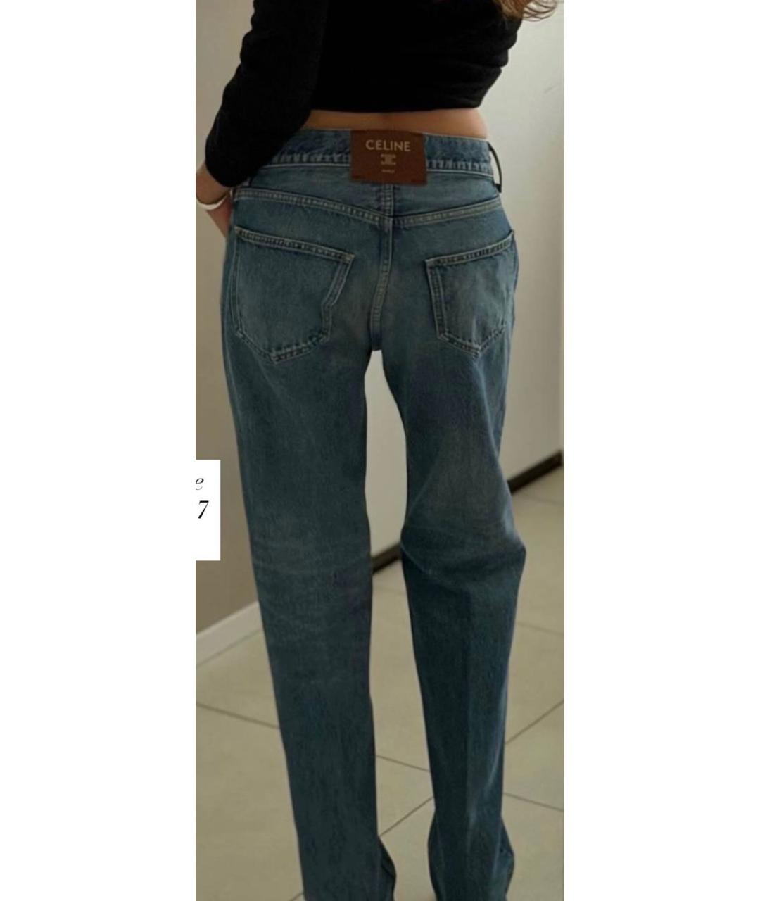 CELINE Синие хлопковые прямые джинсы, фото 7