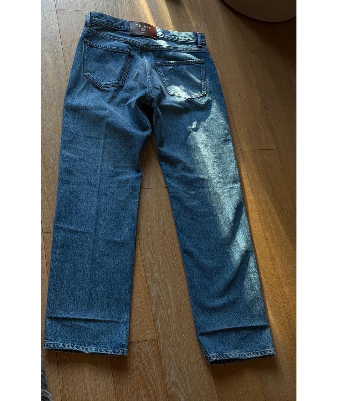 CELINE Синие хлопковые прямые джинсы, фото 2
