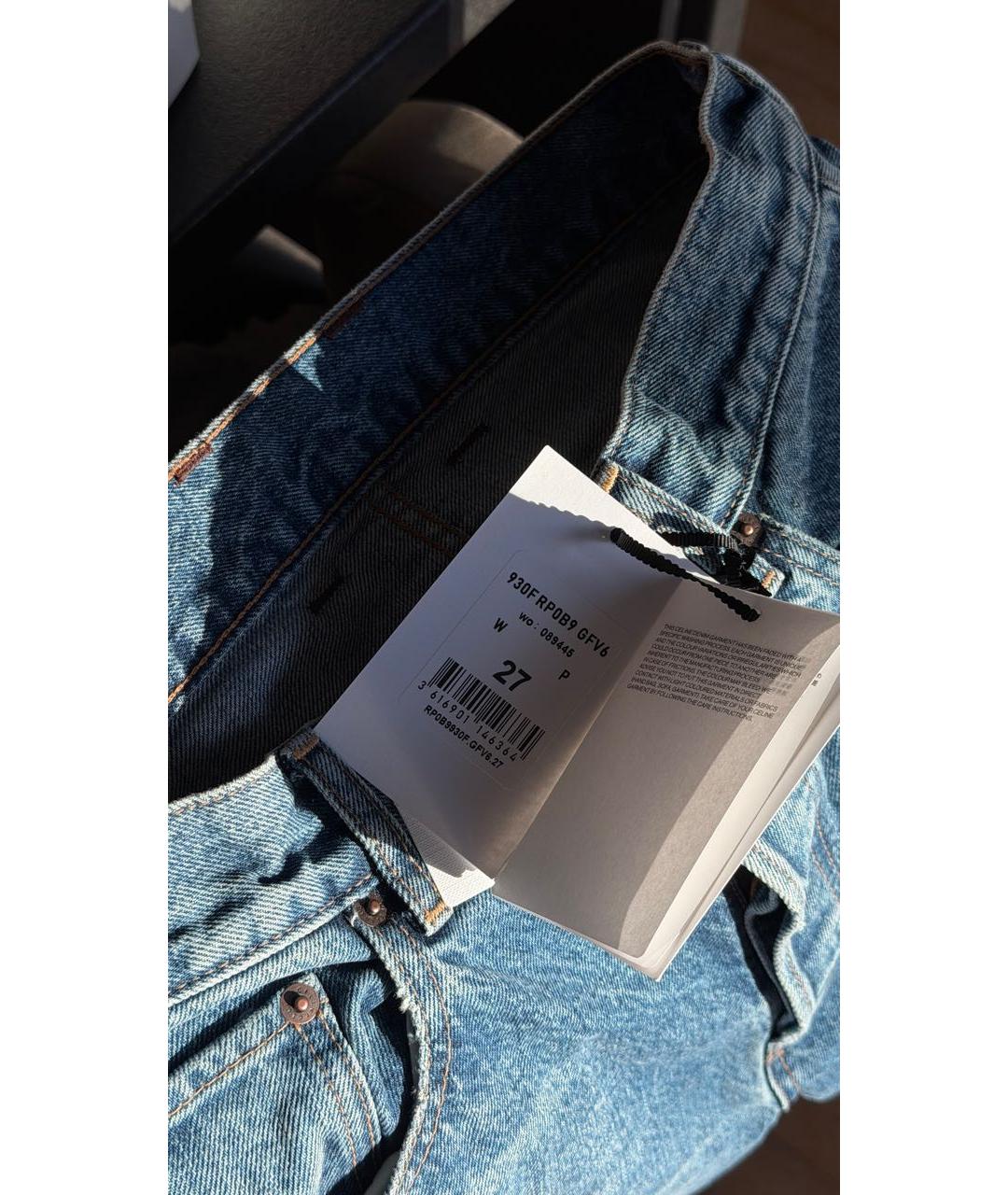 CELINE Синие хлопковые прямые джинсы, фото 8