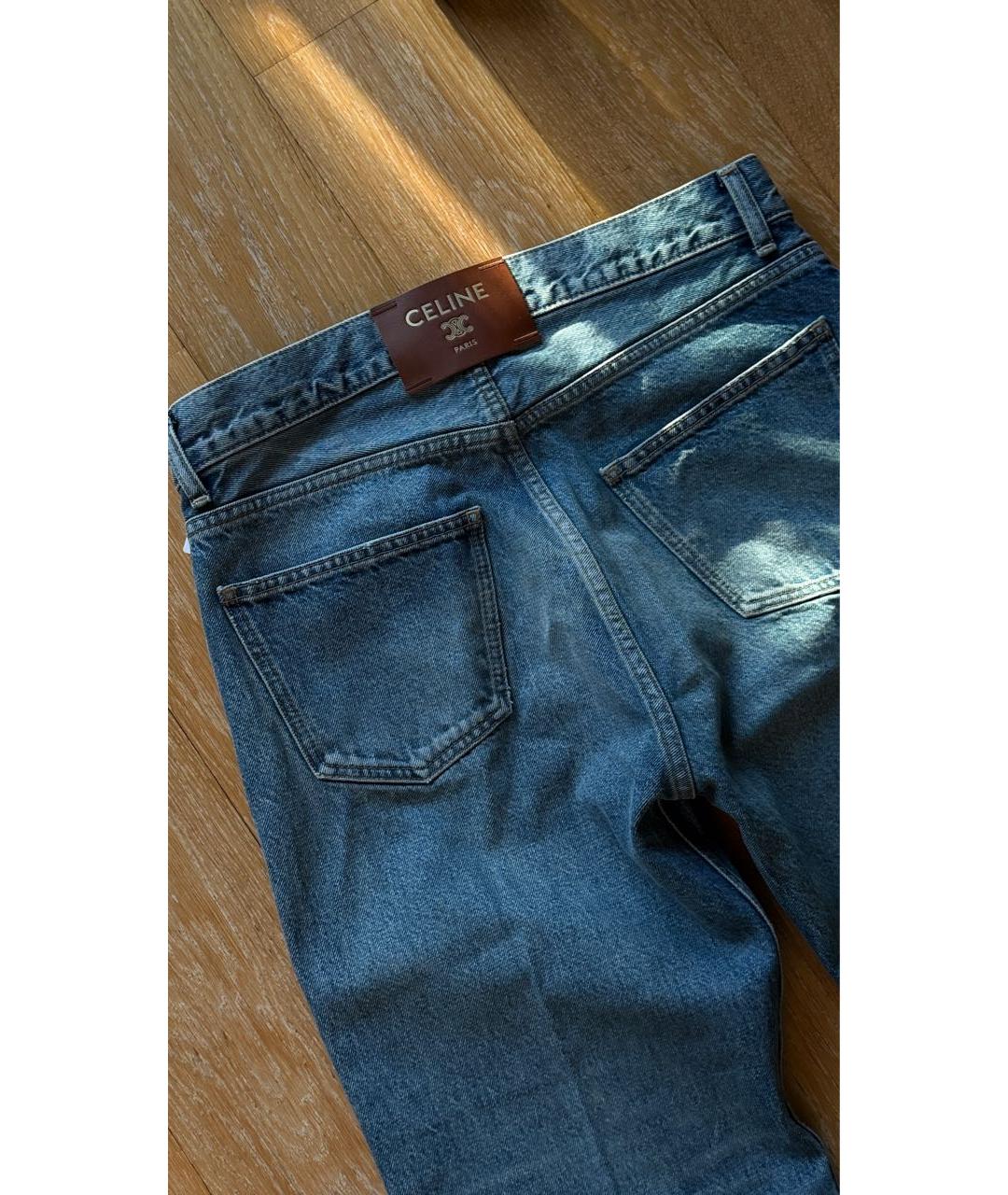 CELINE Синие хлопковые прямые джинсы, фото 5