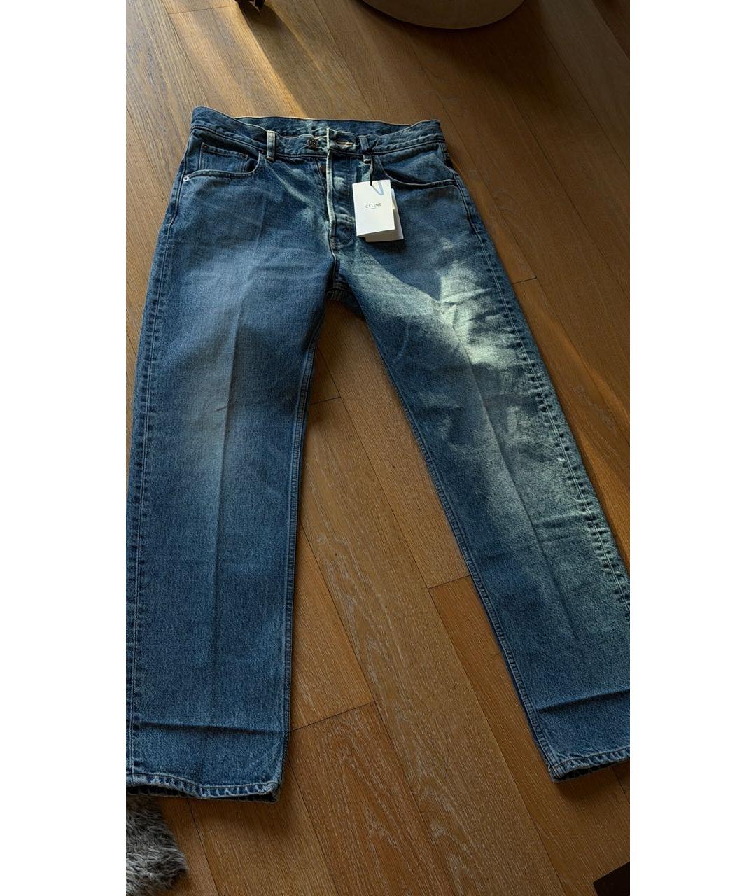CELINE Синие хлопковые прямые джинсы, фото 9
