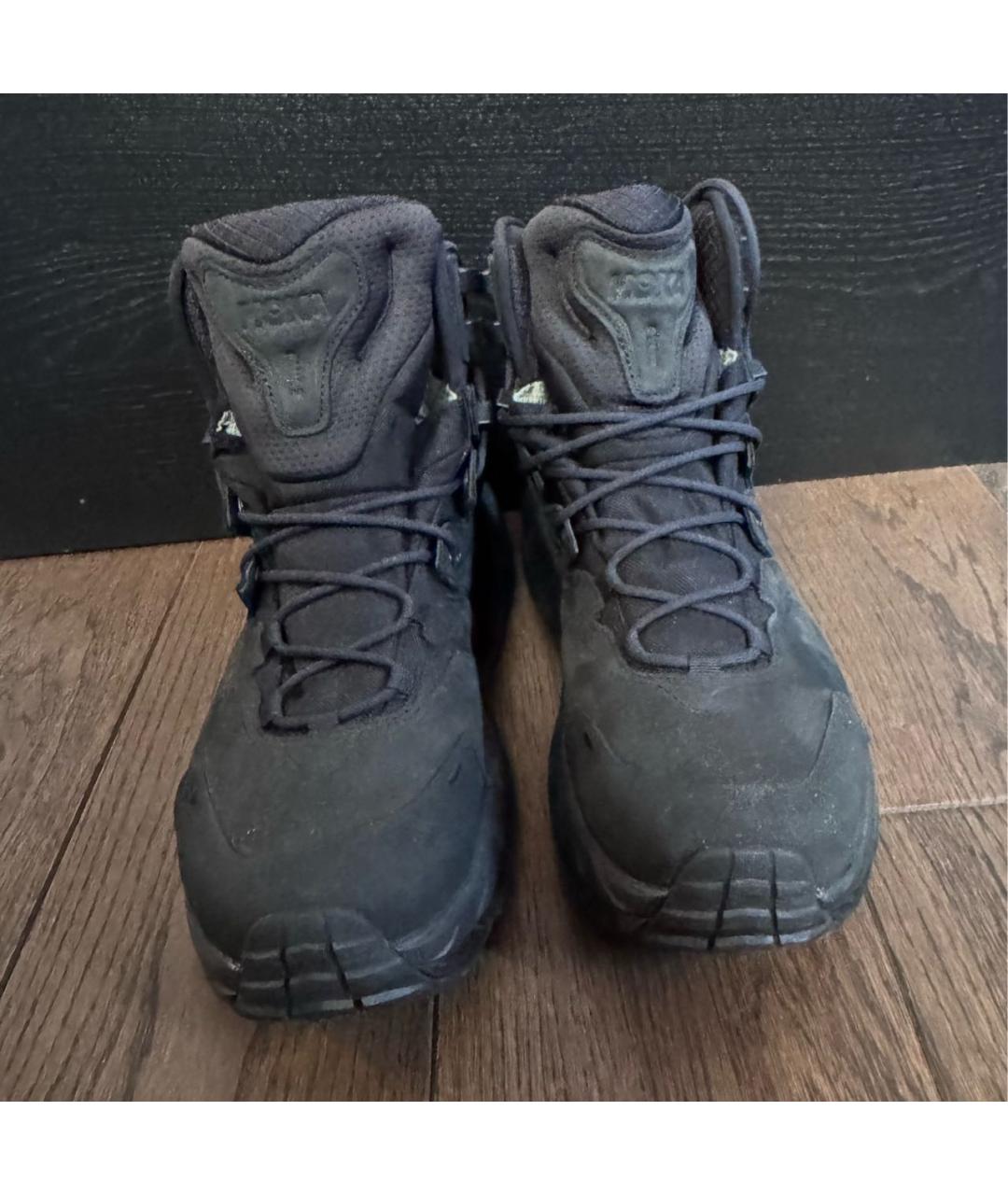 HOKA Черные кожаные высокие кроссовки / кеды, фото 2