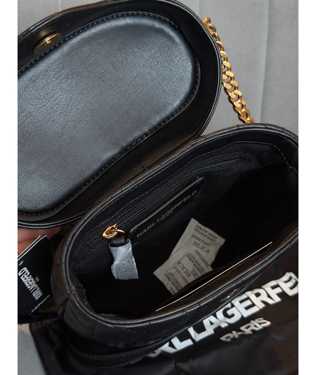 KARL LAGERFELD Черная кожаная сумка через плечо, фото 4