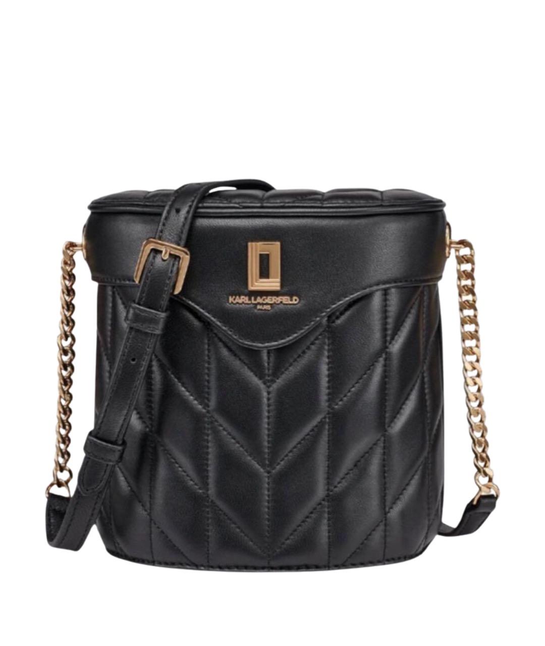 KARL LAGERFELD Черная кожаная сумка через плечо, фото 1