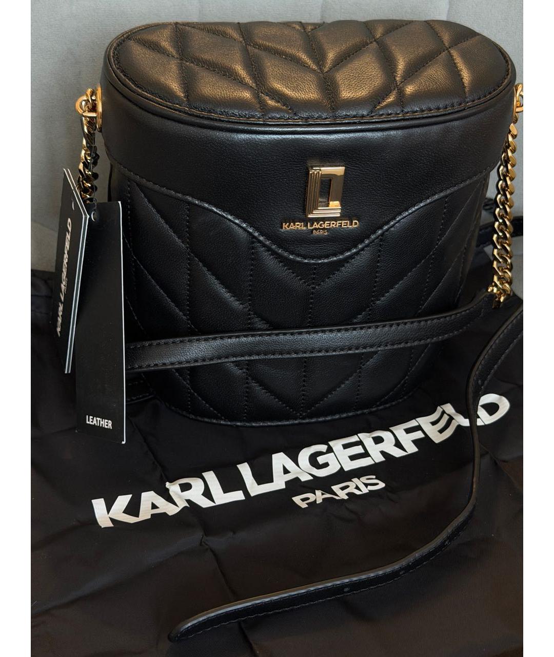 KARL LAGERFELD Черная кожаная сумка через плечо, фото 5