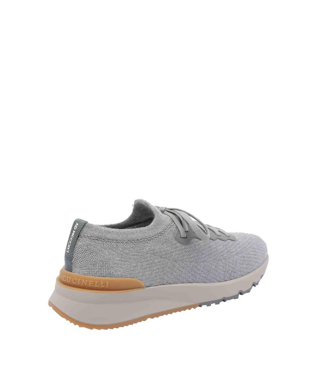 BRUNELLO CUCINELLI Серые текстильные низкие кроссовки / кеды, фото 3
