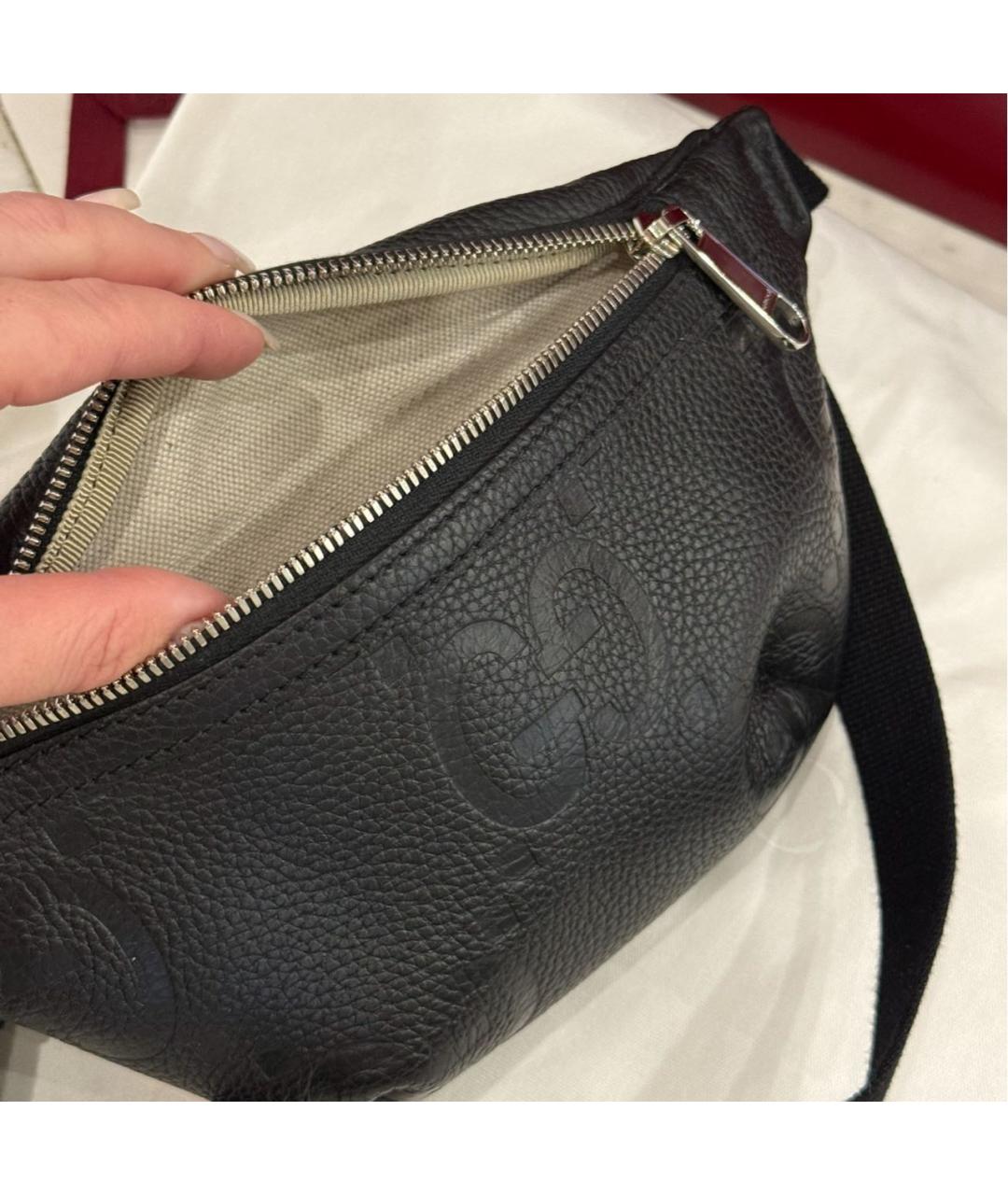 GUCCI Черная кожаная поясная сумка, фото 4
