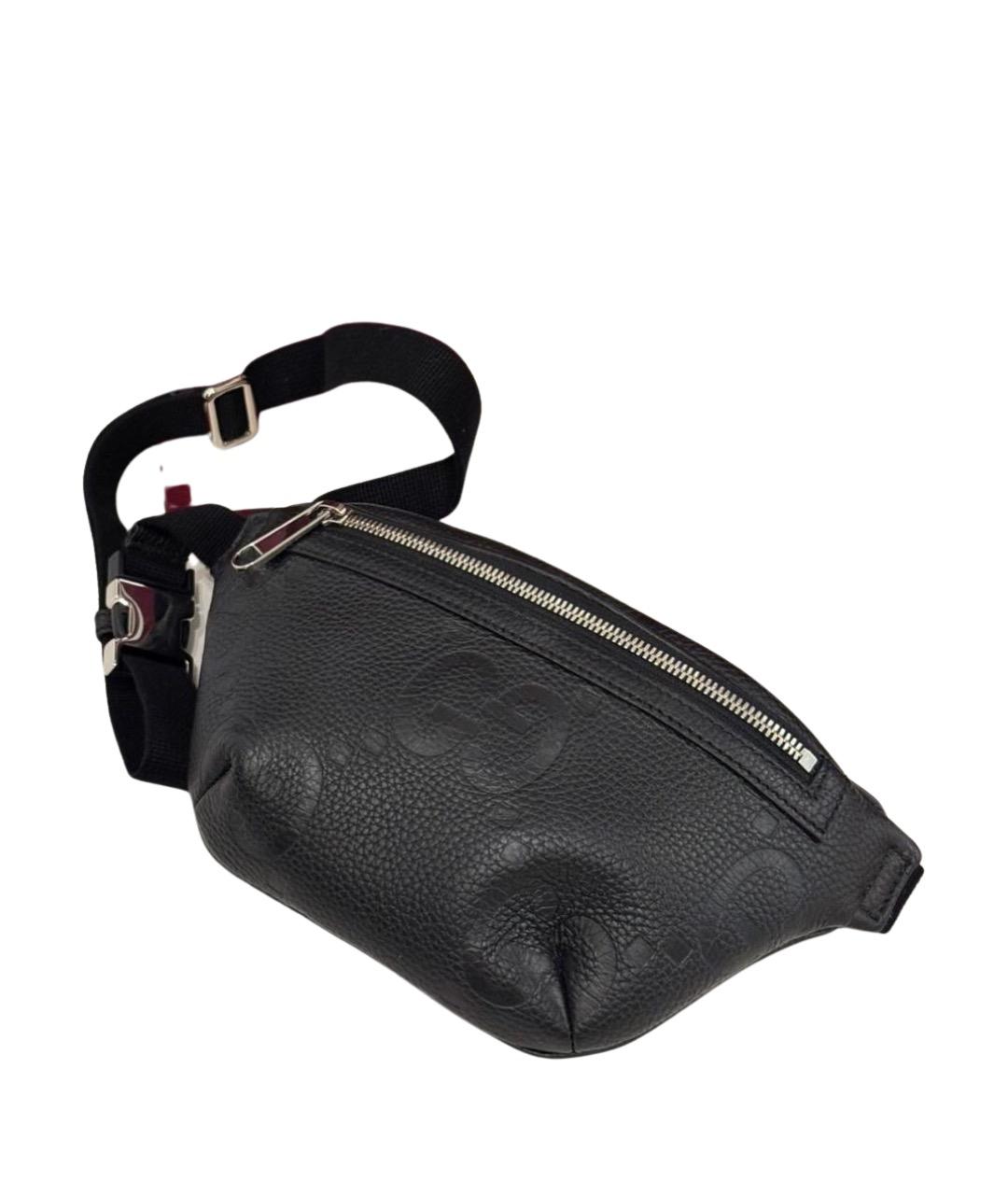 GUCCI Черная кожаная поясная сумка, фото 1
