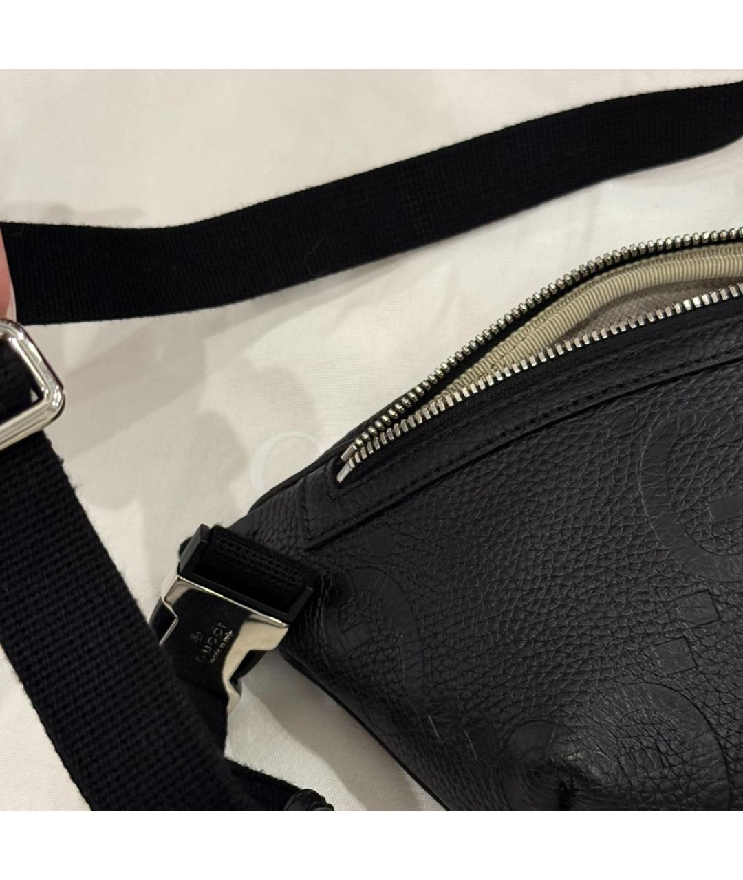 GUCCI Черная кожаная поясная сумка, фото 5