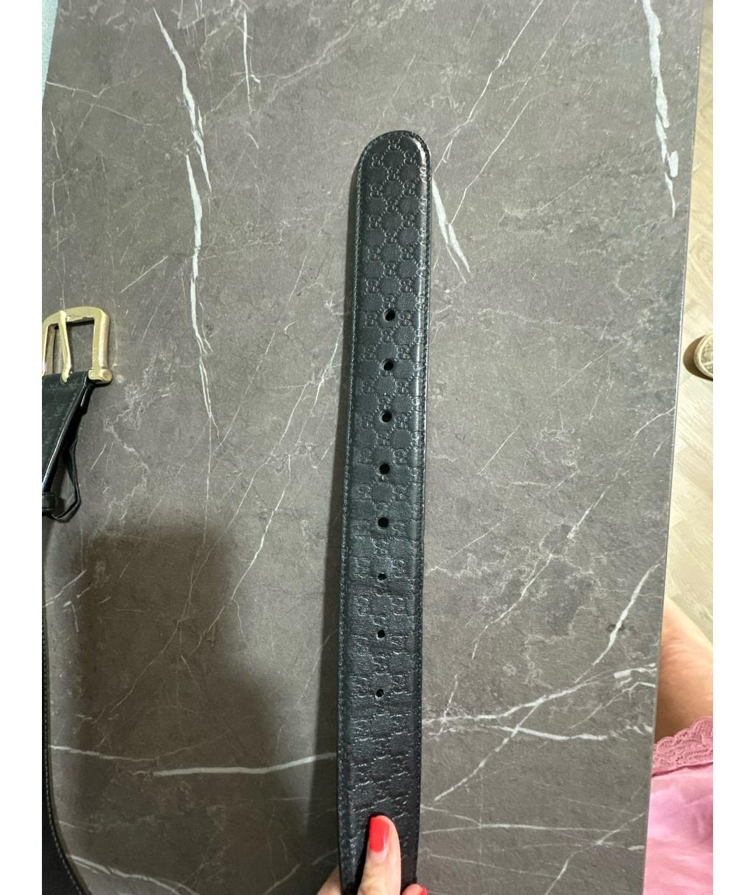 GUCCI Черный кожаный ремень, фото 4