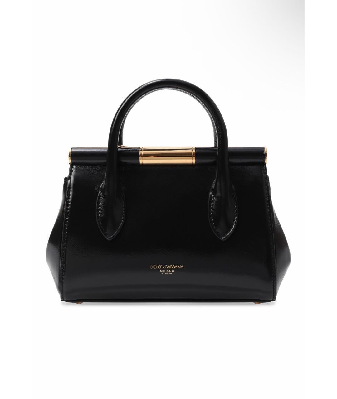 DOLCE&GABBANA Черная кожаная сумка с короткими ручками, фото 2