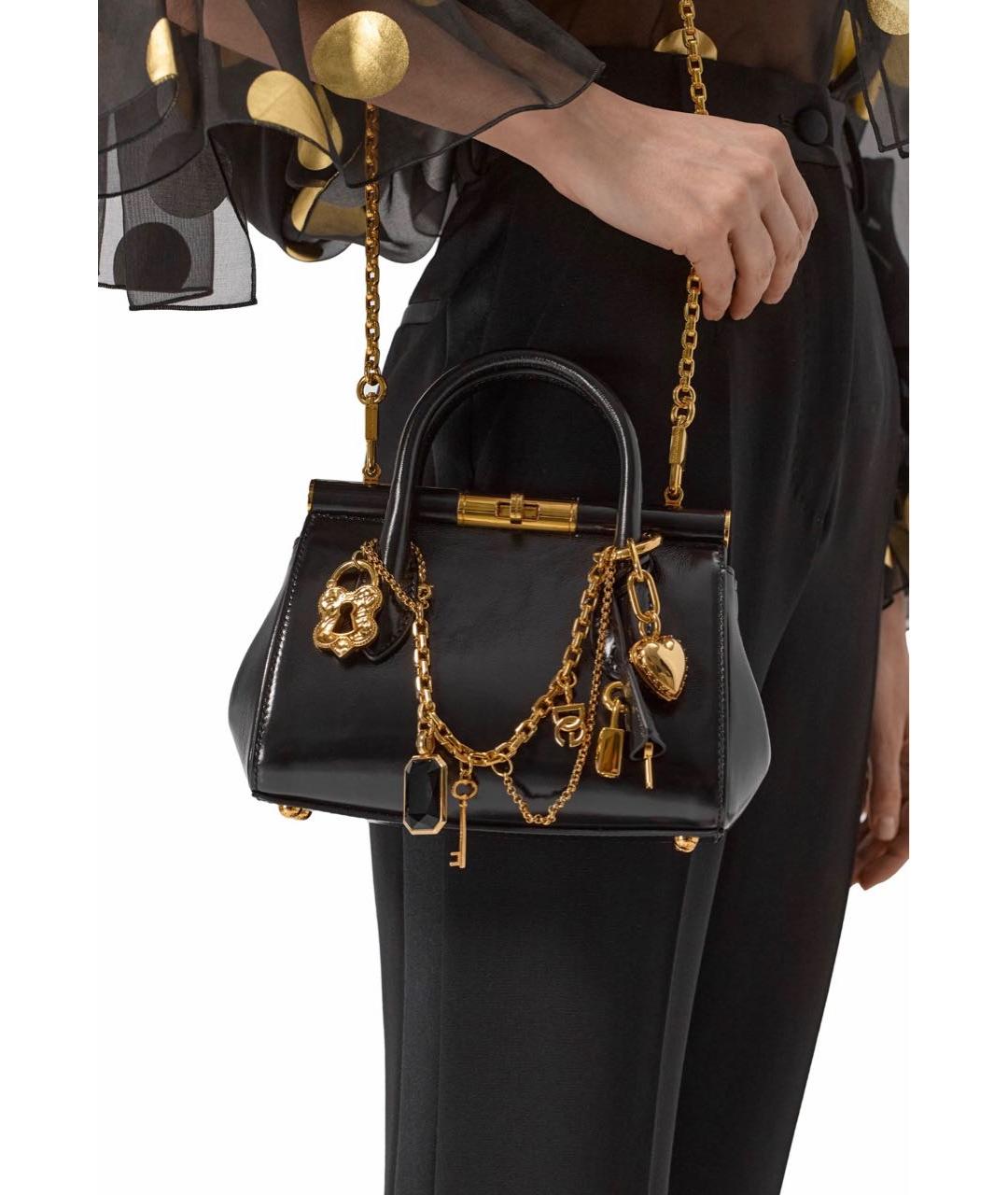 DOLCE&GABBANA Черная кожаная сумка с короткими ручками, фото 4