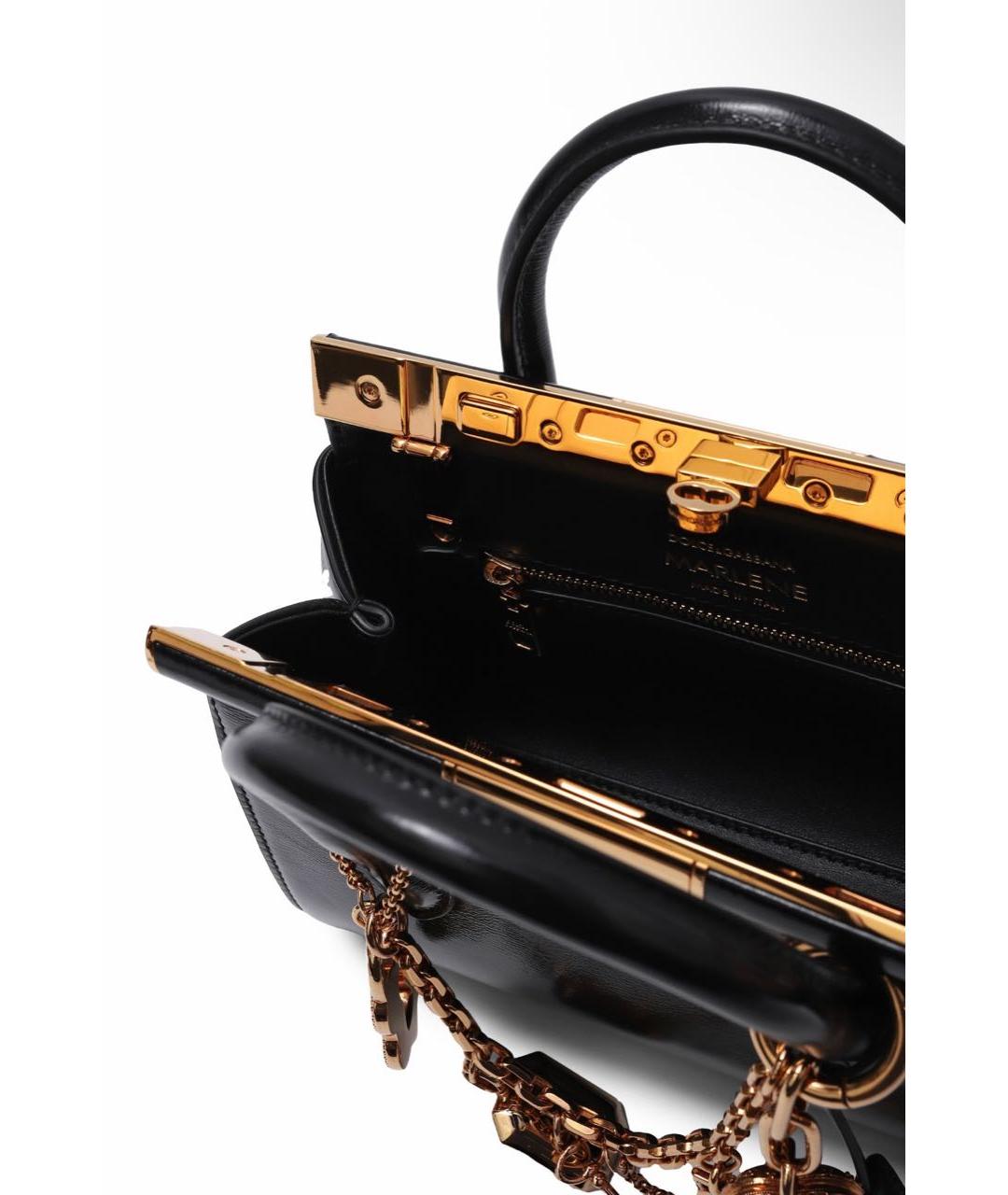 DOLCE&GABBANA Черная кожаная сумка с короткими ручками, фото 3