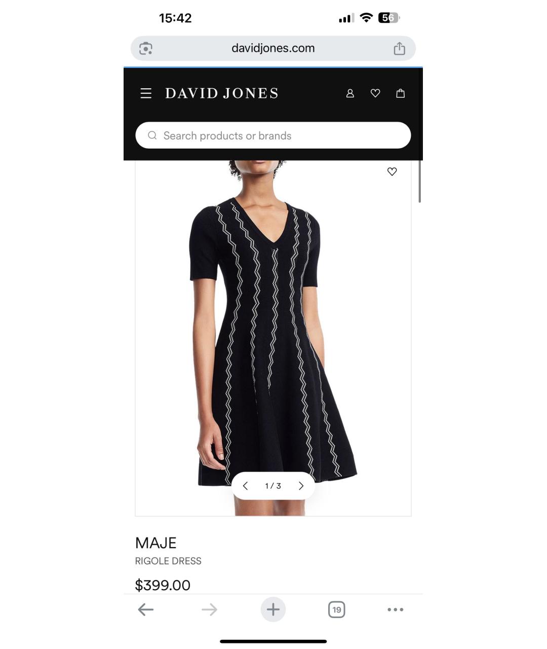 MAJE Черное вискозное платье, фото 6