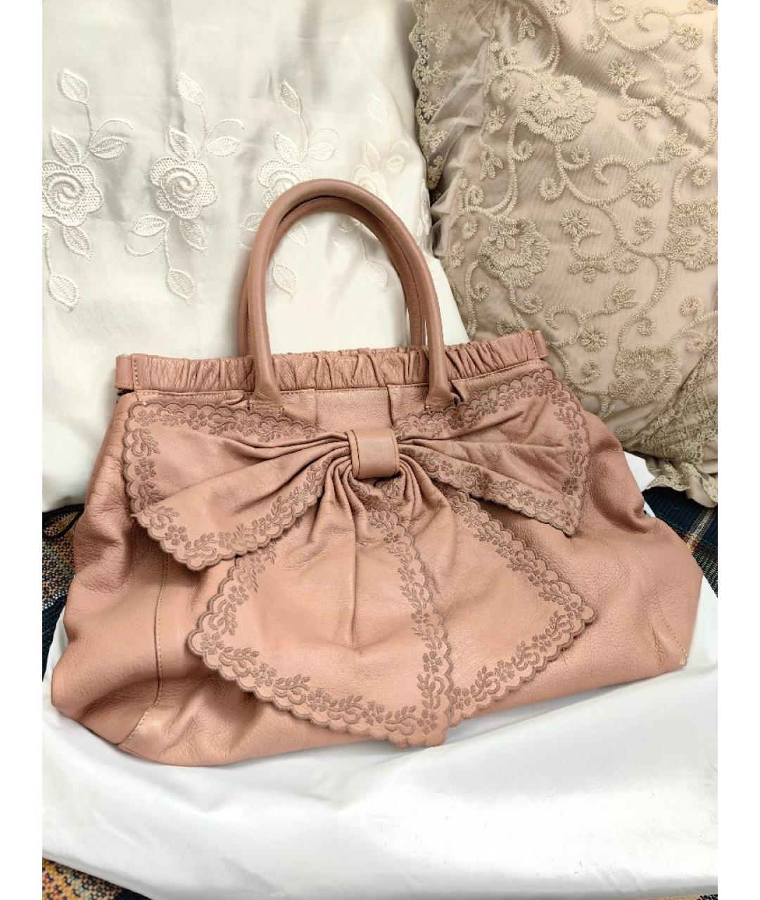 RED VALENTINO Бежевая кожаная сумка через плечо, фото 10