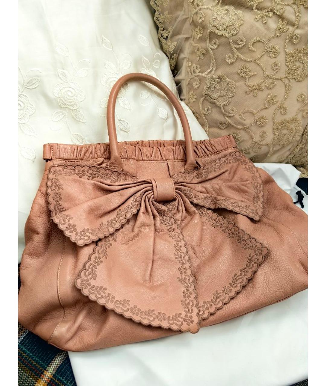 RED VALENTINO Бежевая кожаная сумка через плечо, фото 6