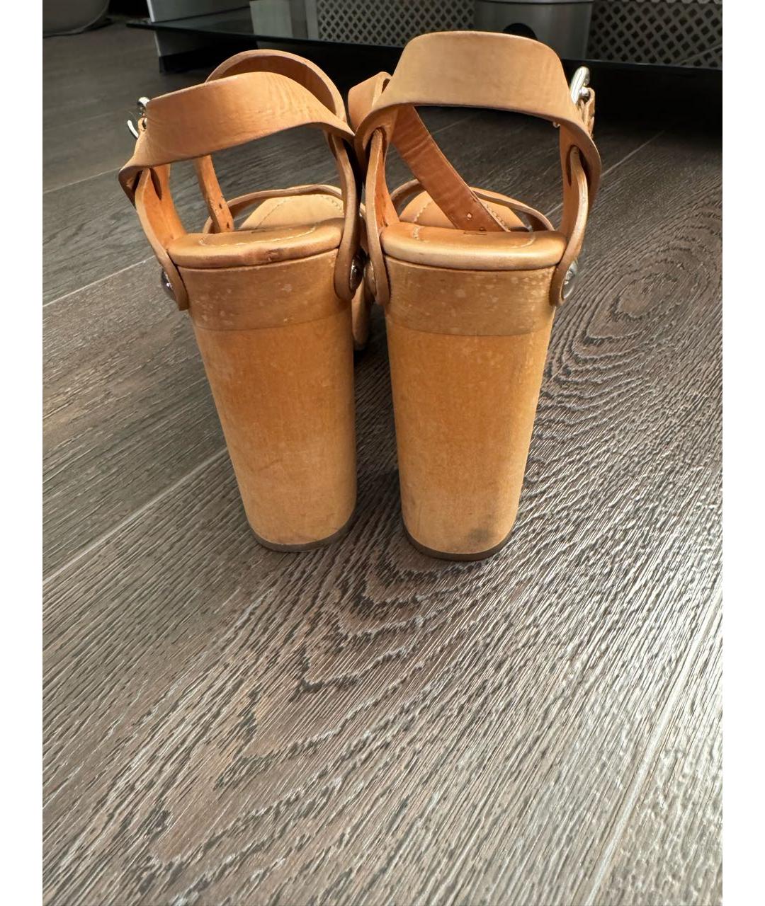 PRADA Коричневые кожаные босоножки, фото 4