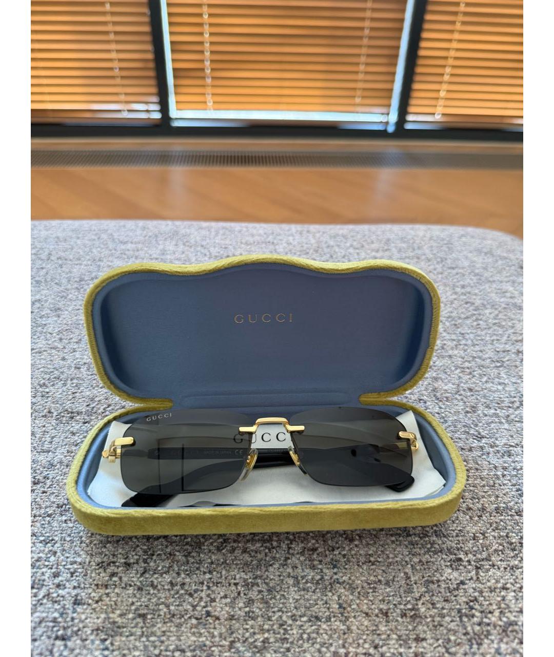 GUCCI Черные металлические солнцезащитные очки, фото 7