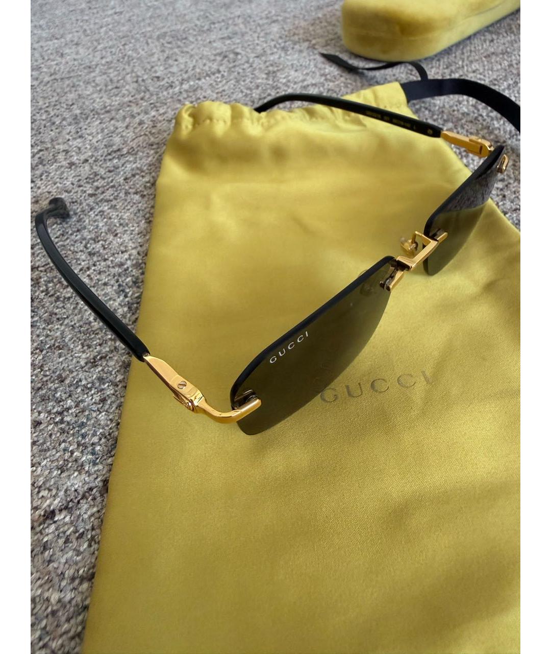 GUCCI Черные металлические солнцезащитные очки, фото 3