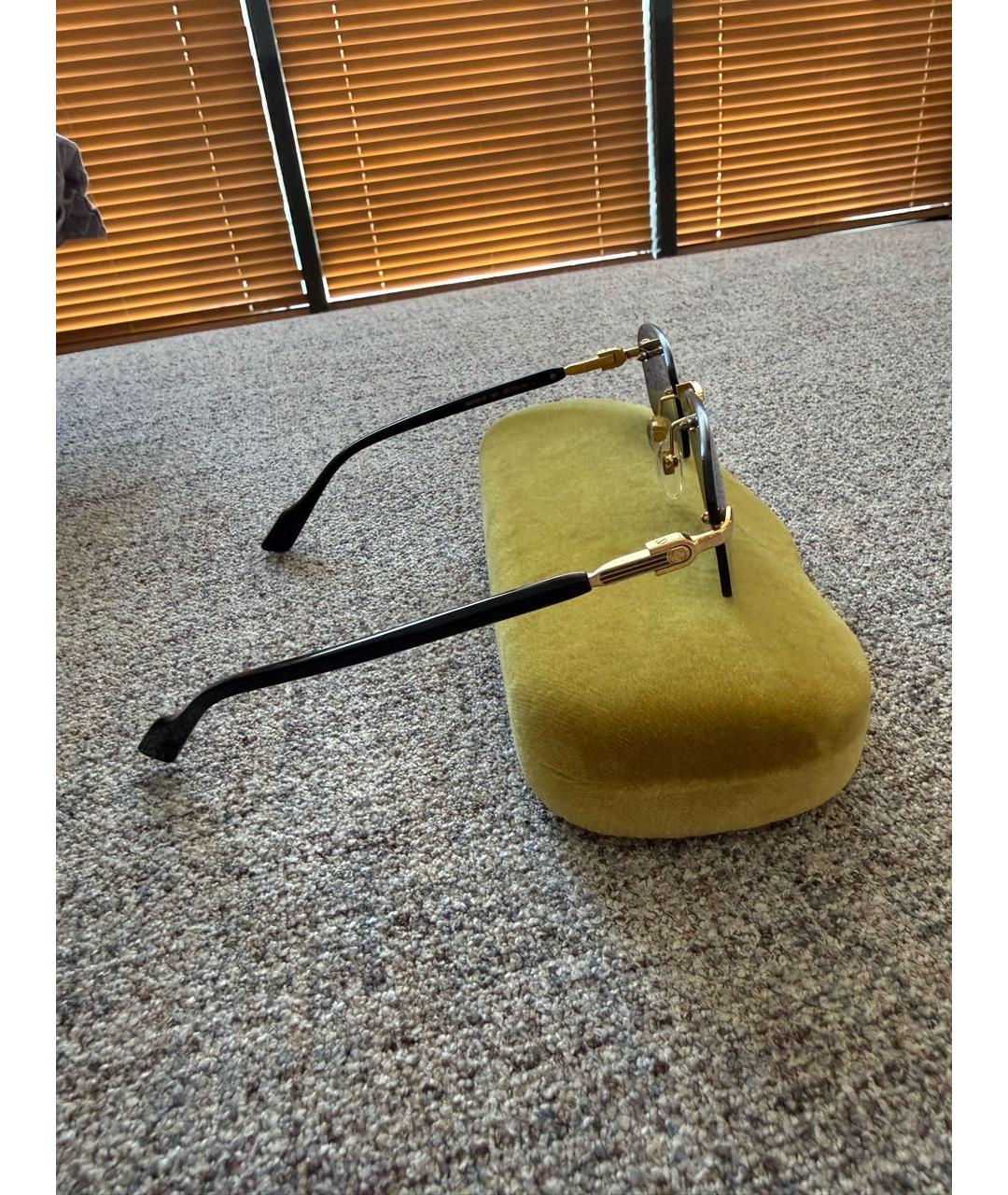 GUCCI Черные металлические солнцезащитные очки, фото 2