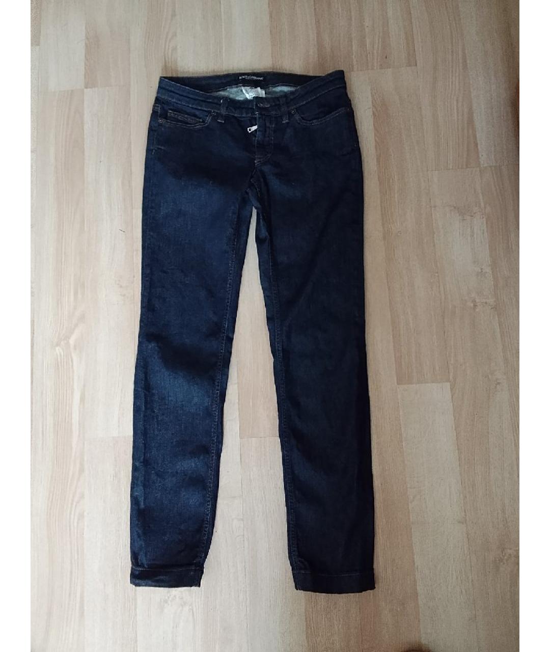 DOLCE&GABBANA Темно-синие хлопко-эластановые прямые джинсы, фото 4