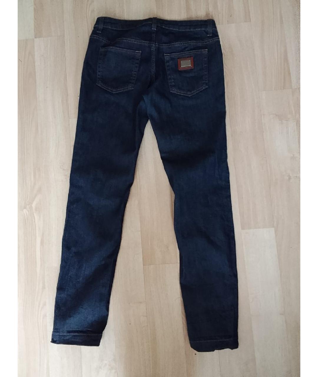 DOLCE&GABBANA Темно-синие хлопко-эластановые прямые джинсы, фото 2