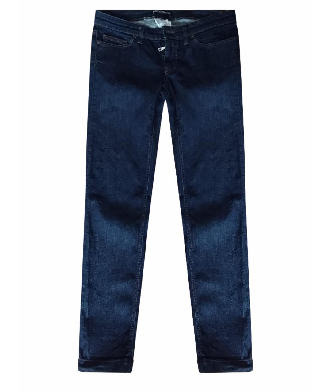 DOLCE&GABBANA Темно-синие хлопко-эластановые прямые джинсы, фото 1