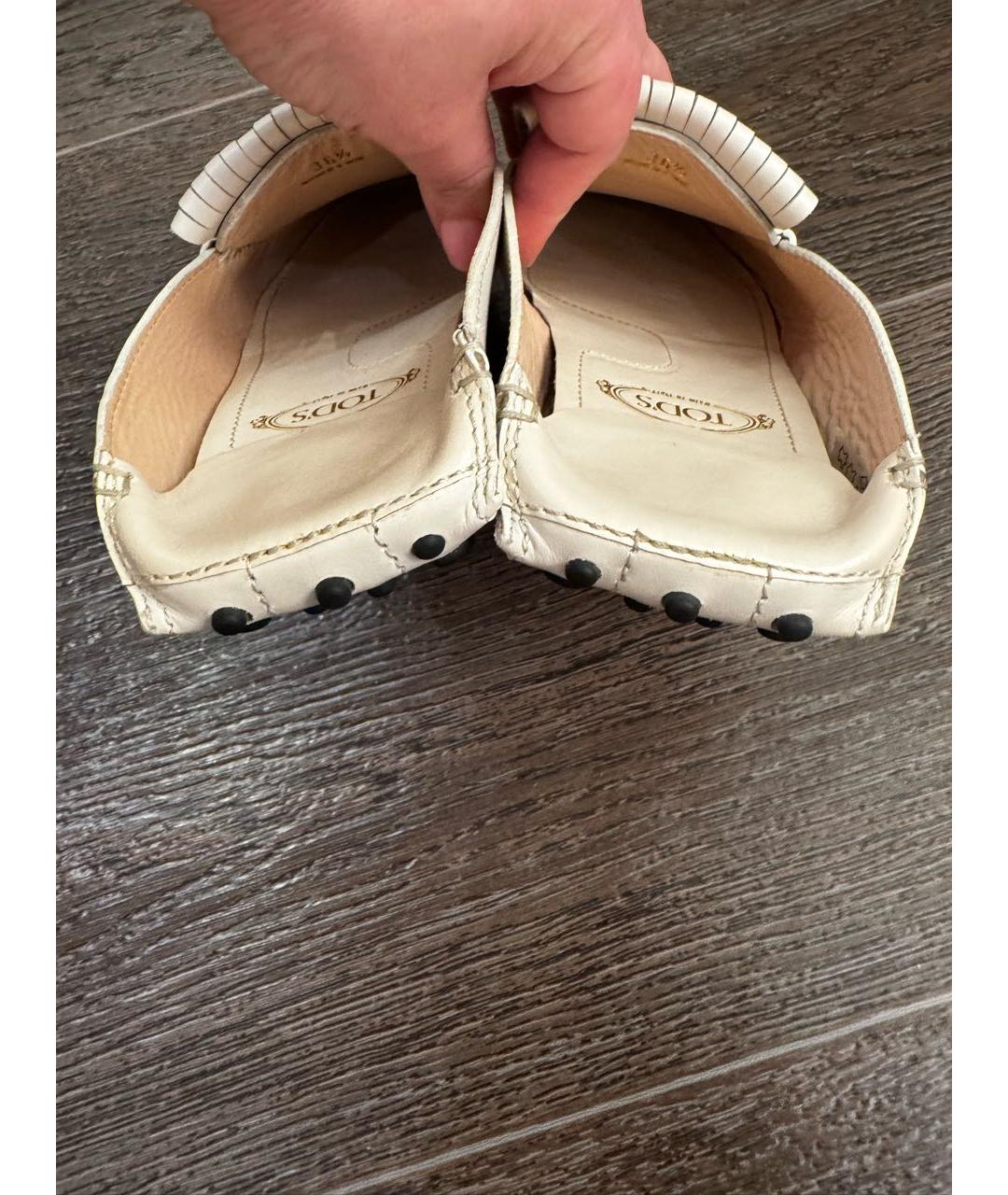 TOD'S Белые кожаные мюли, фото 4