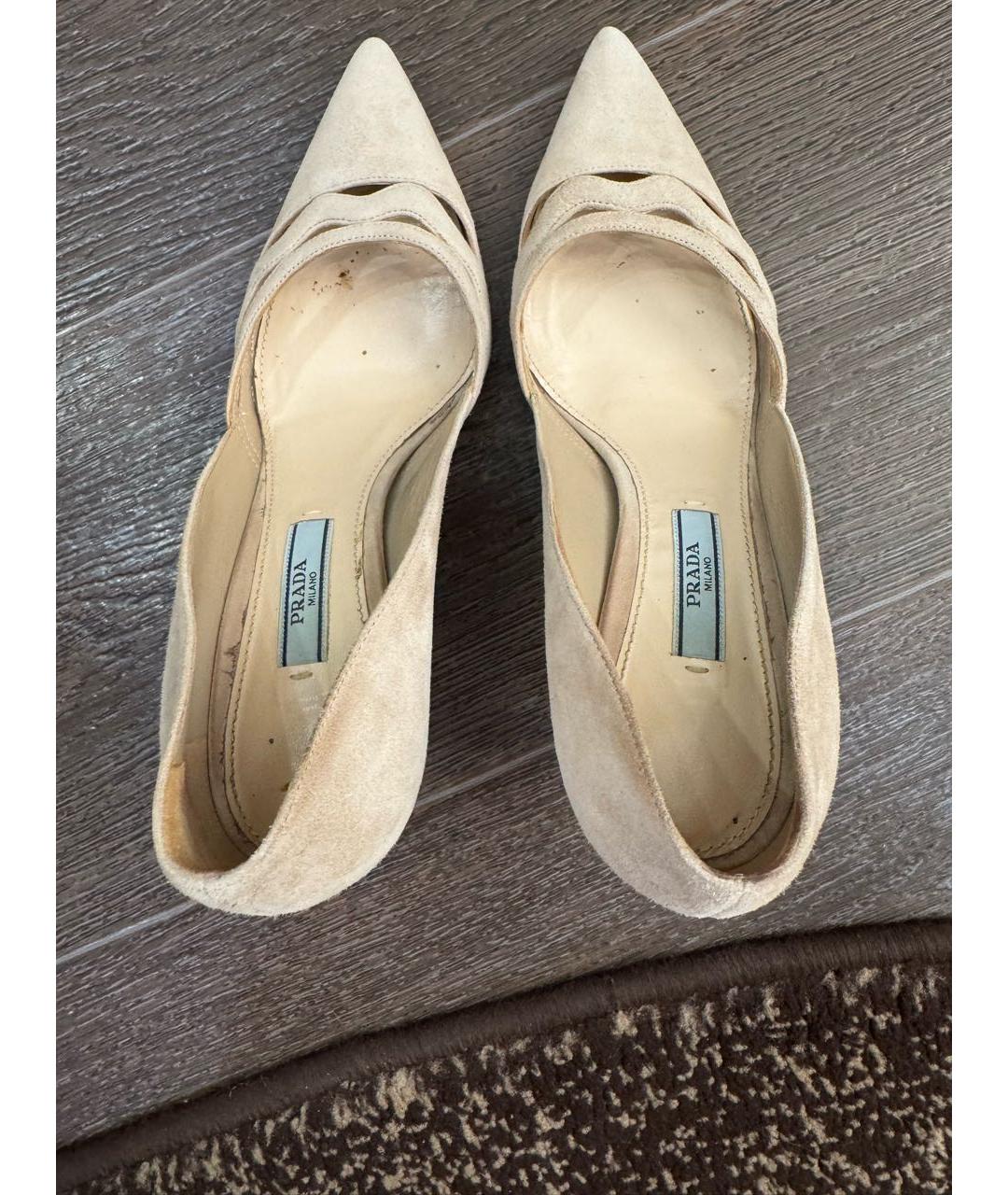 PRADA Бежевые замшевые туфли, фото 3