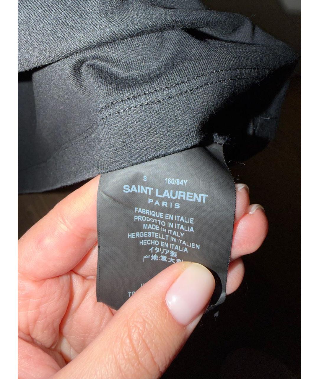 SAINT LAURENT Черная хлопковая футболка, фото 5