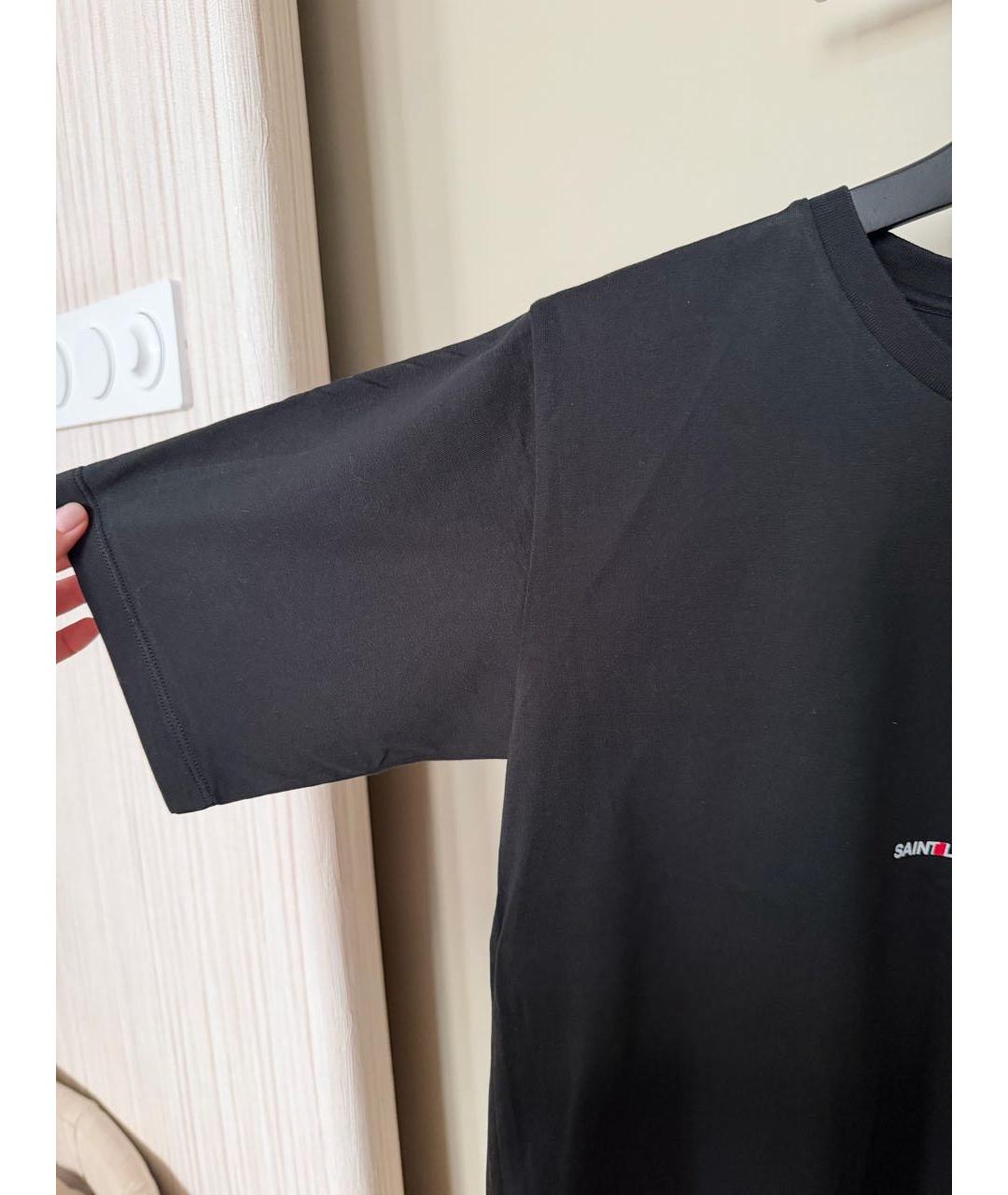SAINT LAURENT Черная хлопковая футболка, фото 3
