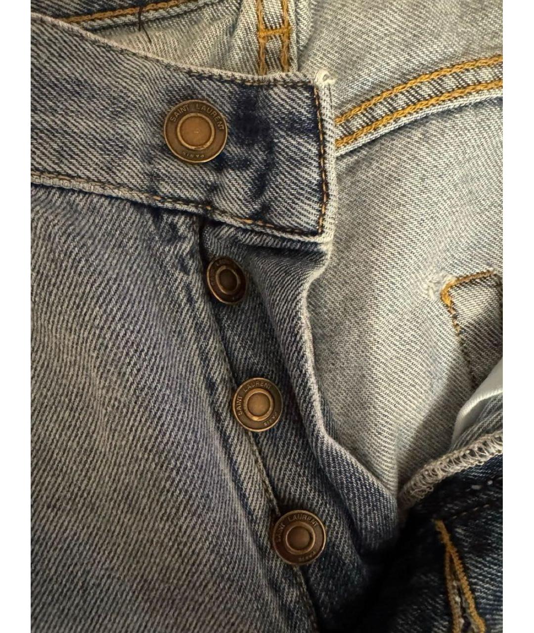 SAINT LAURENT Синие хлопковые джинсы скинни, фото 5