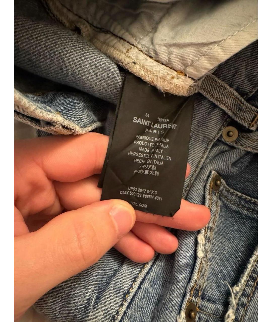 SAINT LAURENT Синие хлопковые джинсы скинни, фото 6