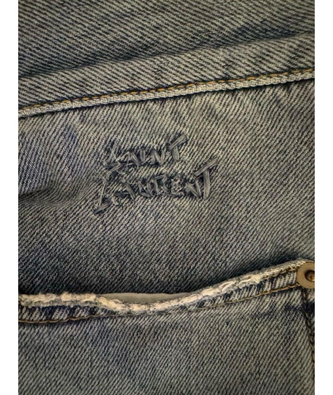 SAINT LAURENT Синие хлопковые джинсы скинни, фото 3