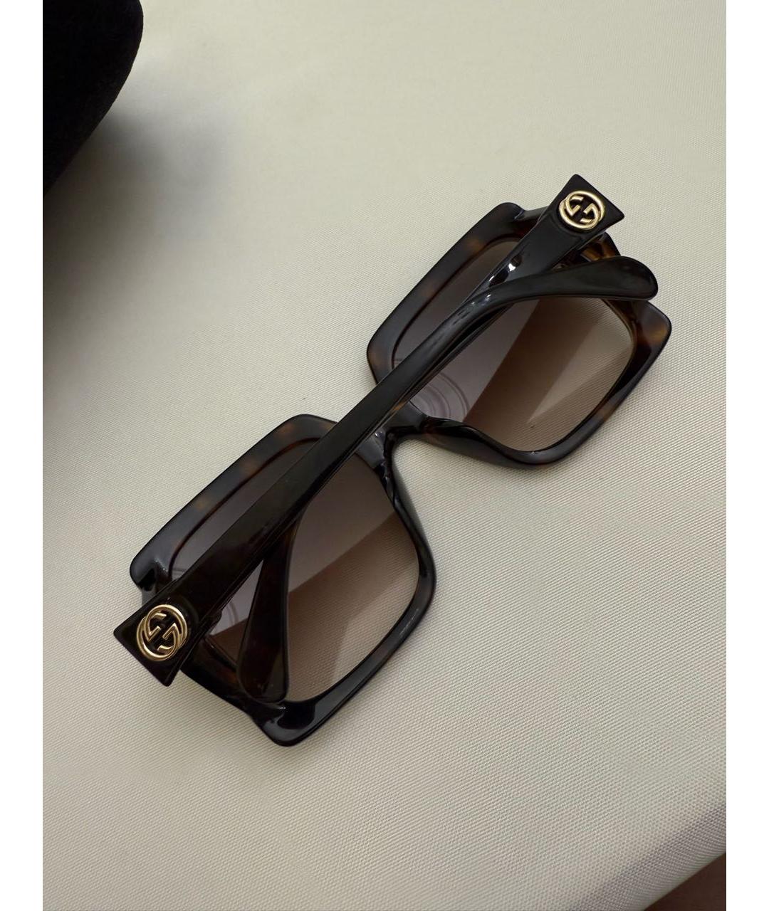 GUCCI Коричневые пластиковые солнцезащитные очки, фото 3