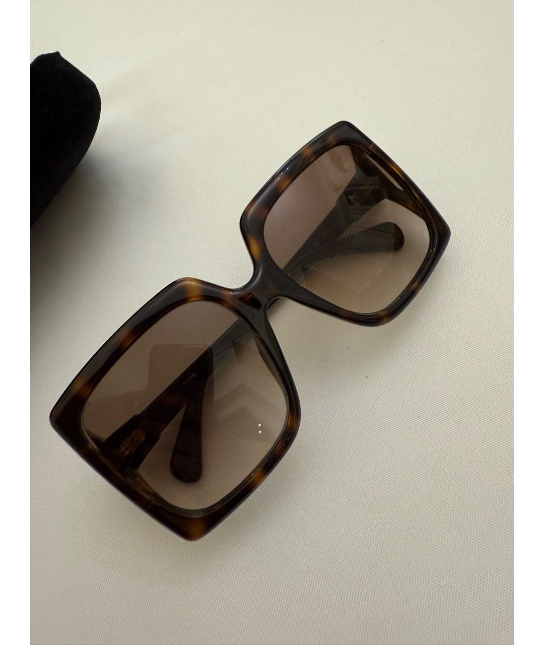 GUCCI Коричневые пластиковые солнцезащитные очки, фото 8