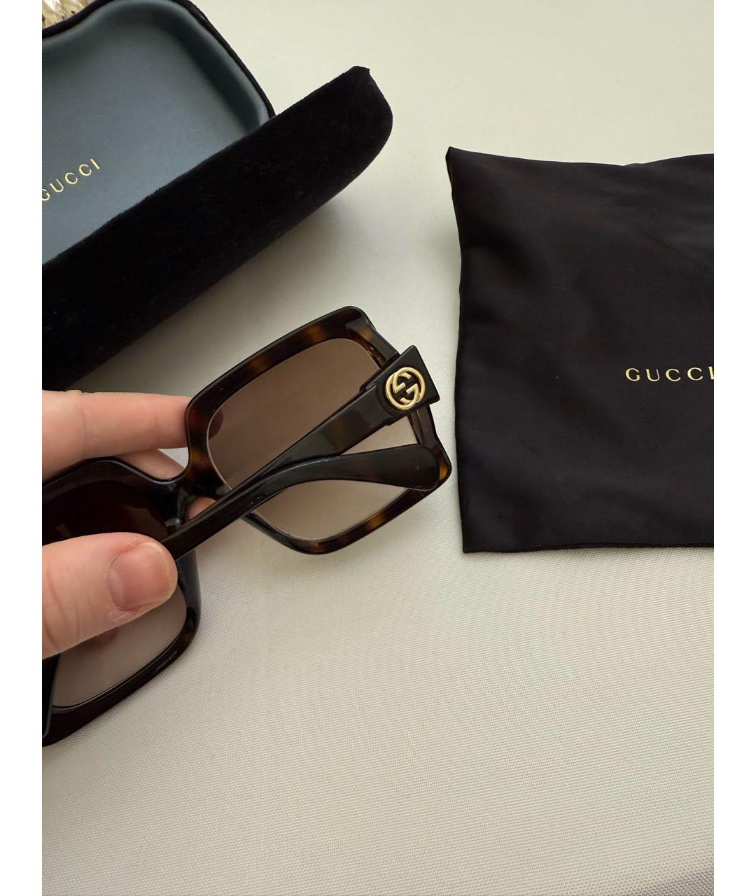 GUCCI Коричневые пластиковые солнцезащитные очки, фото 7