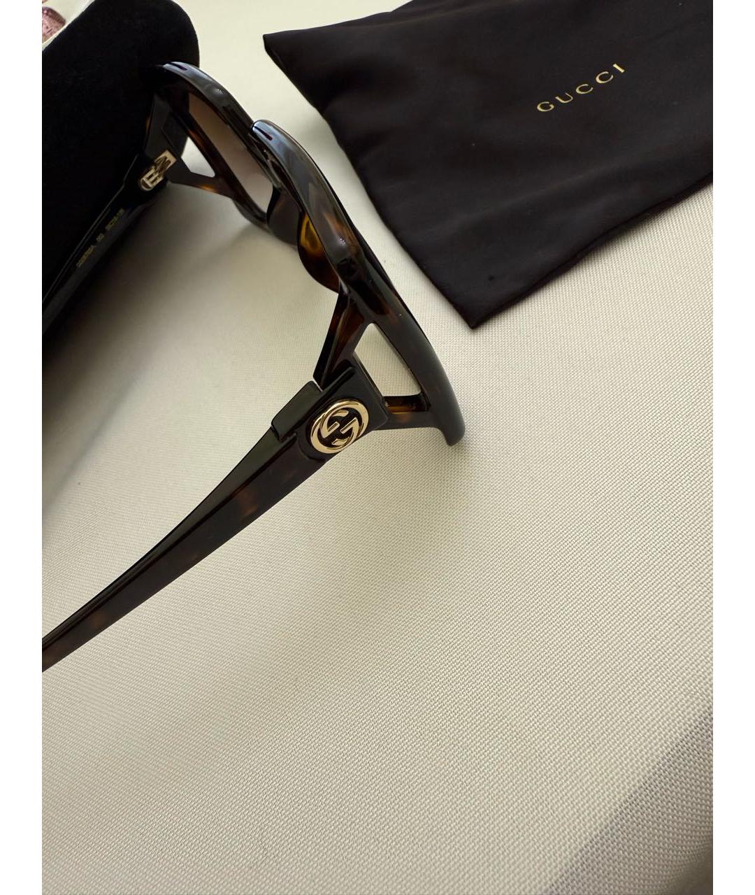 GUCCI Коричневые пластиковые солнцезащитные очки, фото 4