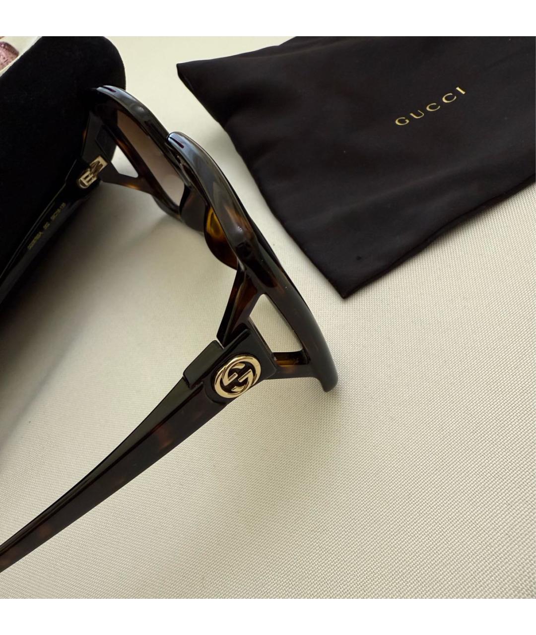 GUCCI Коричневые пластиковые солнцезащитные очки, фото 6