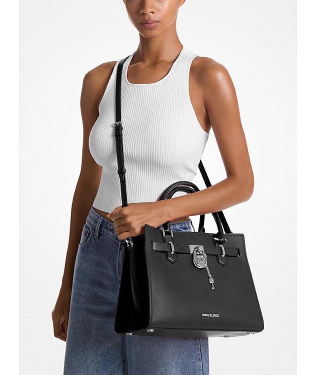 MICHAEL KORS Черная кожаная сумка с короткими ручками, фото 3